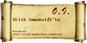 Orlik Immakuláta névjegykártya
